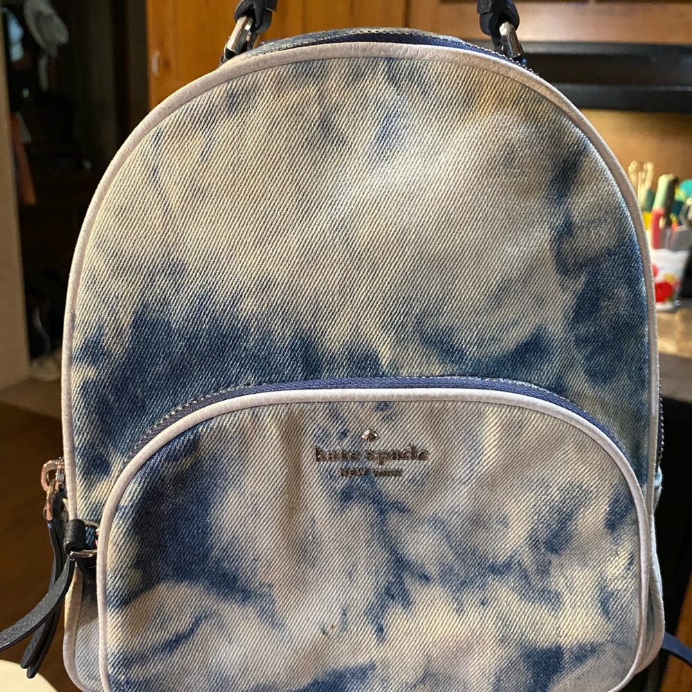 Kate Spade Blue Tie-Dye Denim Backpack